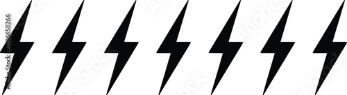 Lightning bolt icons set black flash symbol thunderbolt vector illustration lightning strike sign
