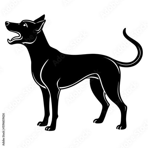 Black Silhouette Dog Barking Vector