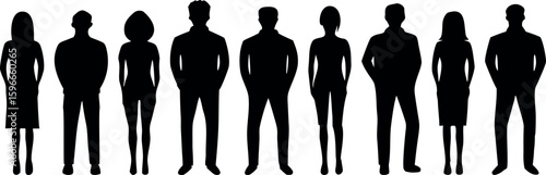 Wallpaper Mural Silhouettes of diverse men and women stand together in a group, a team concept Torontodigital.ca