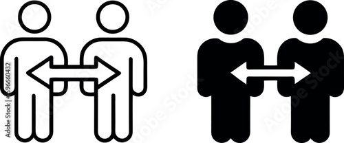 Two people exchanging information, depicted as a communication vector icon set