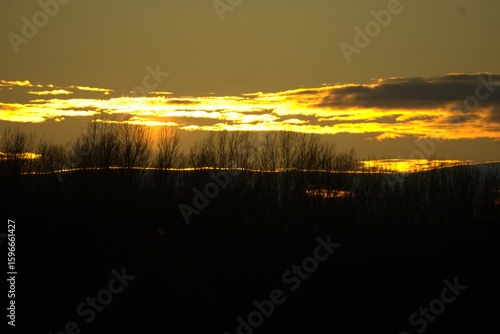 Golden sunset over the Danube river in Bratislava
