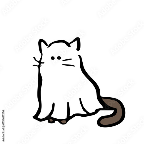 シーツお化けの仮装をした猫