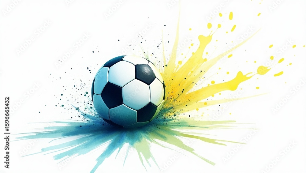 Fototapeta premium bola explodindo em tinta verde e amarela