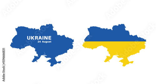  ukraine flag and map set. ukraine flag in official colors and proportions., map