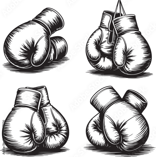 Hand drawn style Boxing Gloves isolated on transparent background