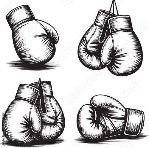 Hand drawn style Boxing Gloves isolated on transparent background