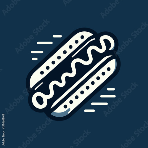 Stylized hot dog icon representing fast food culture on a dark background