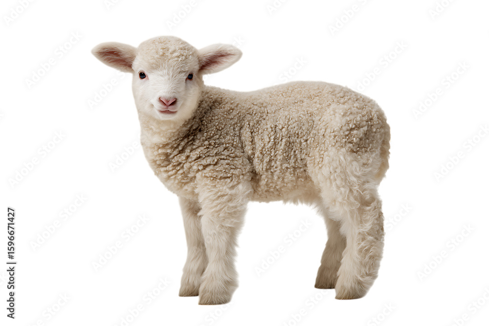 Fototapeta premium Adorable lamb, fluffy coat, cute