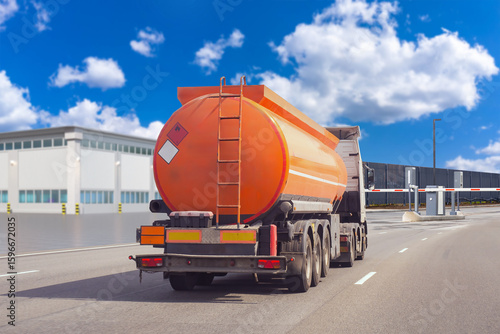 Fuel tanker driving along r...