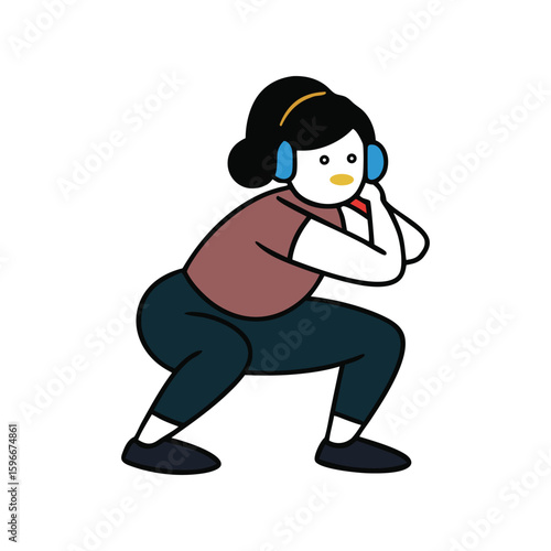 band squat girl exercise cartoon art
