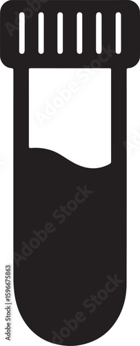 Silhouette vector of a blood sample vial icon, suitable for lab, medical test, and healthcare-related designs.