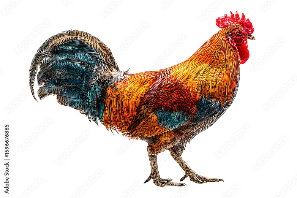 Fototapeta premium Vibrant Rooster in Artistic Flair