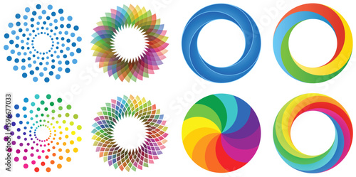 Colorful Circular Abstract Logo Elements Set