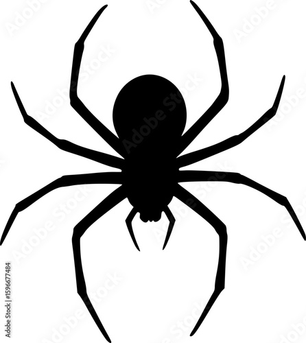 spider black silhouette vector, Simple silhouette Design vector icon with white background
