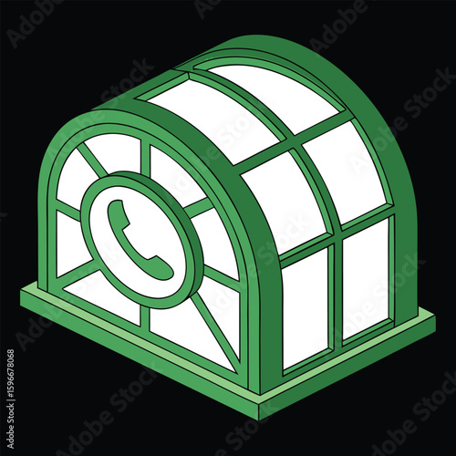 Glossy green Caller icon 3d realistic glass style