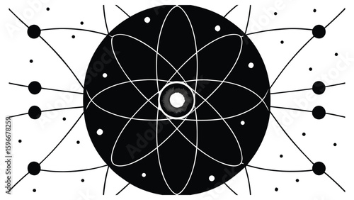 Abstract representation of atomic structure with orbiting electrons and a central nucleus symbolizing scientific discovery and the universe s fundamental building blocks