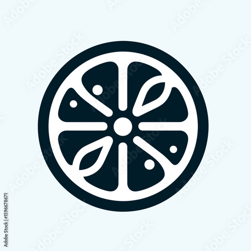Stylized lemon slice icon representing freshness and zesty flavor on a light background