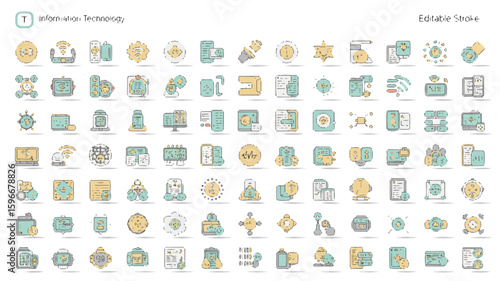 Information technology icons in pastel colors digital