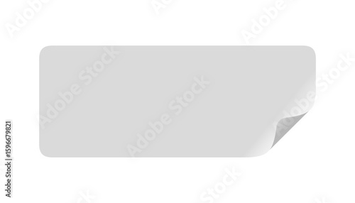 Paper sticker long with rounded edges adhesive with clipping path, blank white paper sticker label isolated