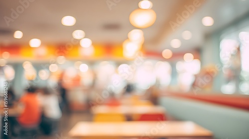 Wallpaper Mural Family-friendly eatery with booths, children eating, and colorful decor, blurred image, soft out-of-focus background Torontodigital.ca