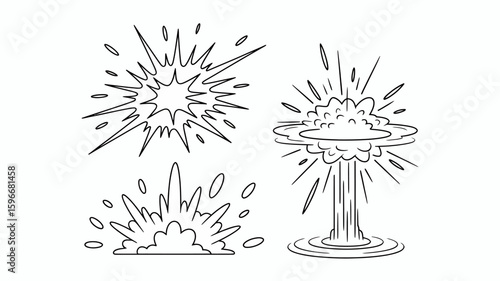 Abstract Explosion Designs A Collection of Hand-Drawn Style Bursting Elements for Creative Projects