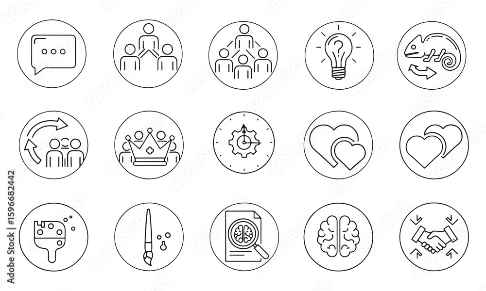 Fototapeta premium Soft skills line icon set, Colored vector illustration icons design