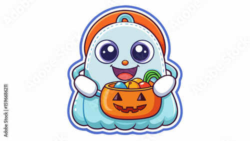 Halloween Sticker different cute halloween Vector Retro Cartoon