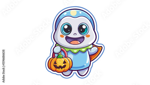 Halloween Sticker different cute halloween Vector Retro Cartoon