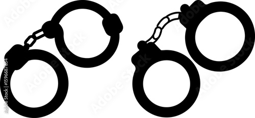 Black handcuffs vector, handcuffs art, handcuffs vector art design, Vector of handcuffs art, handcuffs isolated