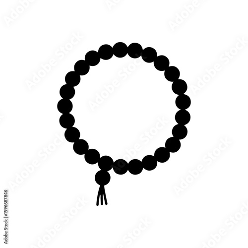 Prayer beads silhouette icon vector flat design.