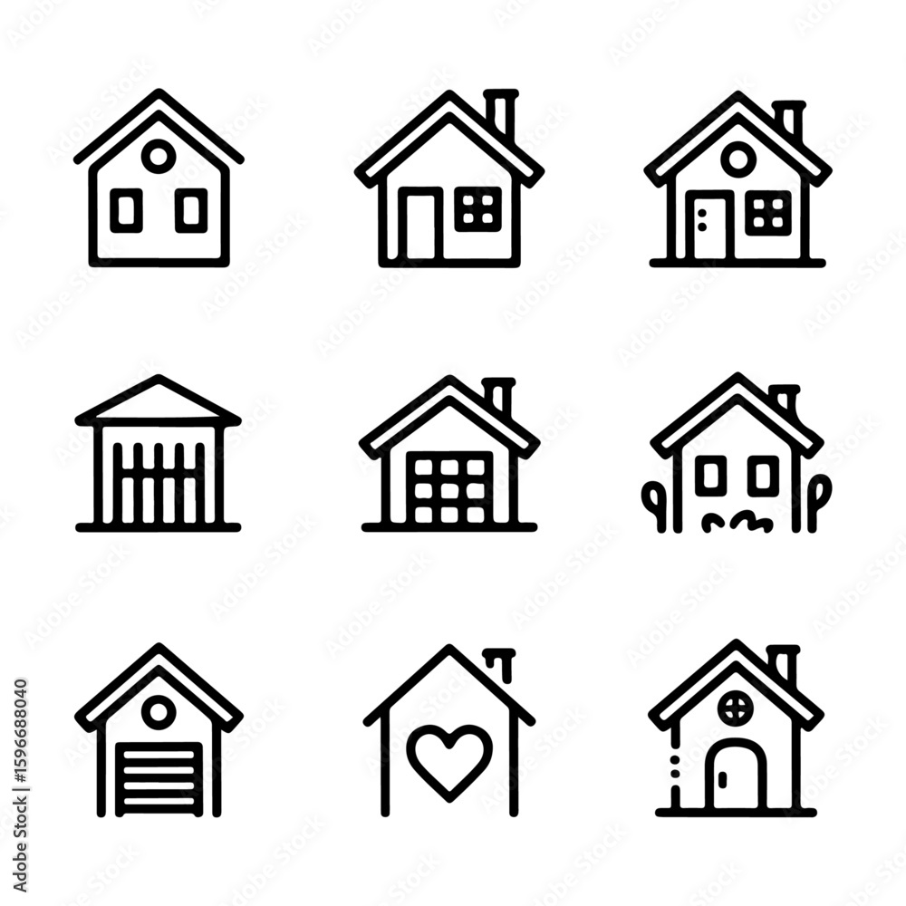 Quality full House symbol line icon set Quality full House symbol line icon set