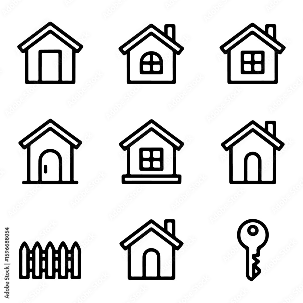 Fototapeta premium Quality full House symbol line icon set