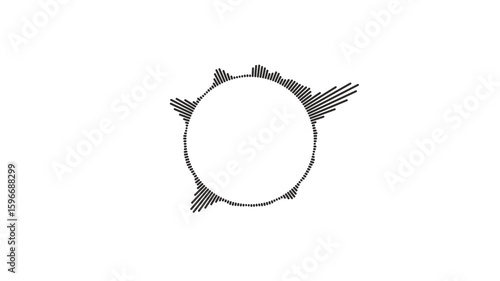 Sound wave circle icon, podcast player interface animation isolated on white background
