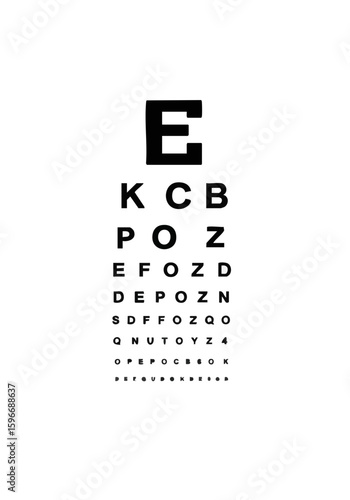 Vector illustration of eye test chart optometry tool on white background, vision check
