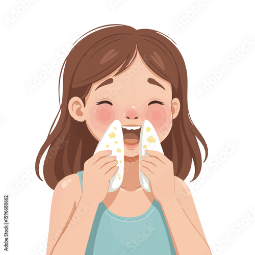 Vector illustration of hay fever allergy concept on white background, seasonal illness