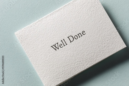 Celebratory card featuring well done message studio setting image content minimalist environment top-down view