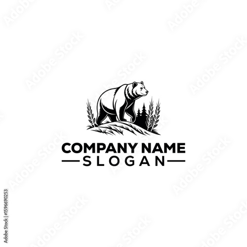 Cute Panda Climbing Bamboo Tree Logo