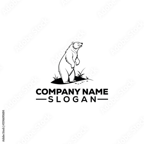 Cute Panda Climbing Bamboo Tree Logo