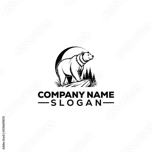 Cute Panda Climbing Bamboo Tree Logo