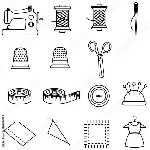 Sewing Line Icon Set | Vector & SVG