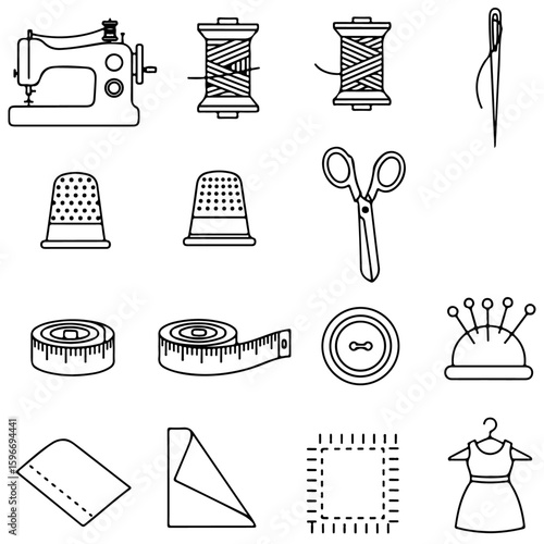 Sewing Line Icon Set | Vector & SVG