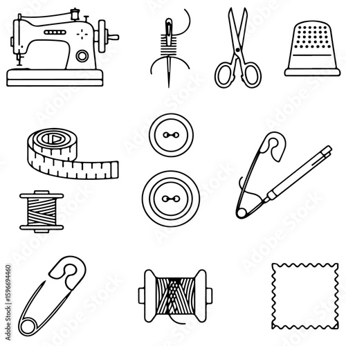 Sewing Line Icon Set | Vector & SVG