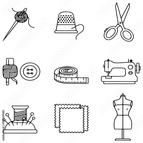 Sewing Line Icon Set | Vector & SVG
