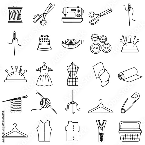 Sewing Line Icon Set | Vector & SVG