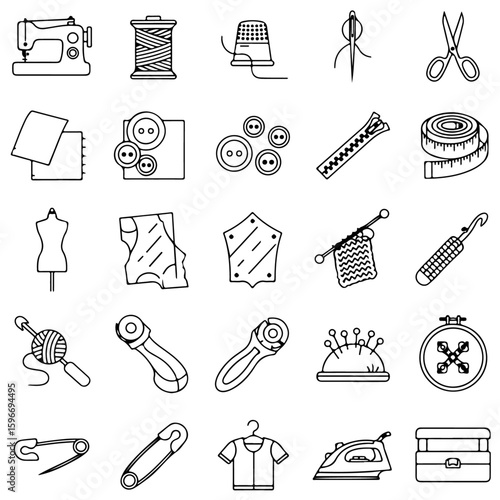 Sewing Line Icon Set | Vector & SVG