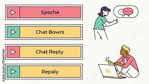 Illustration showing people chatting online with chat boxes and speech bubbles displayed clearly online