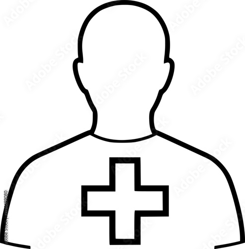 Vector outline of person with plus sign
