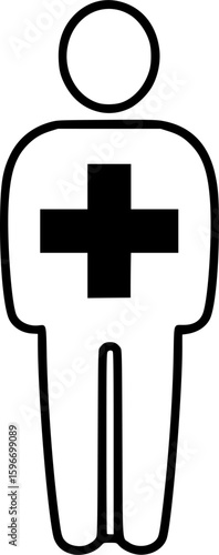 Vector outline of person with plus sign
