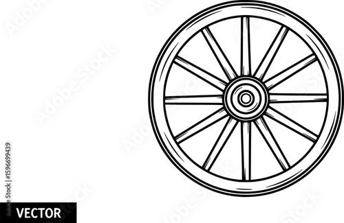 Wild West spoked wheel outline icon
