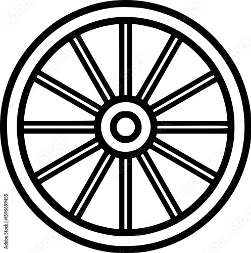Wild West spoked wheel outline icon
